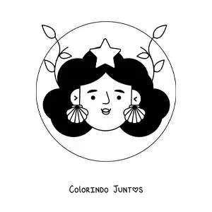 Desenho para colorir de menina do signo do zodíaco Virgem animada