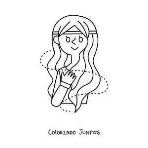 Desenho para colorir de menina do signo do zodíaco Virgem fácil