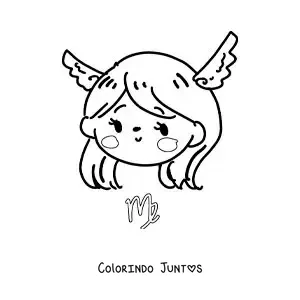 Desenho para colorir de menina kawaii do signo de Virgem animada