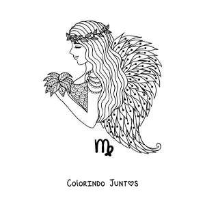 Desenho para colorir de menina anjo do signo de Virgem