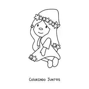 Desenho para colorir de gnomo animado kawaii do signo de Virgem