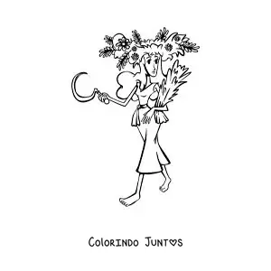 Desenho para colorir de caricatura de uma mulher do signo de Virgem