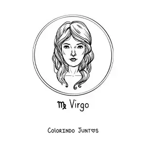 Desenho para colorir de uma mulher realista com o símbolo de Virgem