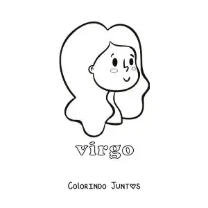 Desenho para colorir de menina animada com o nome do signo de Virgem