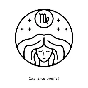 Desenho para colorir de mulher com o signo do zodíaco Virgem fácil