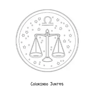Desenho para colorir do signo de Libra com estrelas