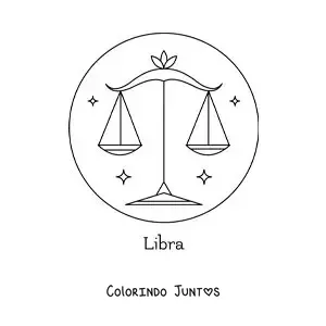 Desenho para colorir do signo do zodíaco Libra com seu nome
