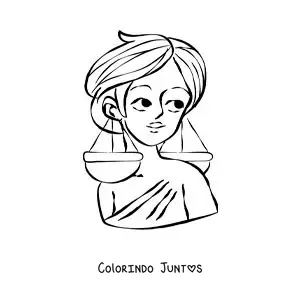 Desenho para colorir de mulher animada do signo de Libra