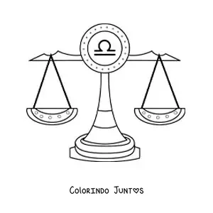 Desenho para colorir de balança da justiça de Libra com seu símbolo