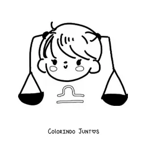 Desenho para colorir de menina animada do signo de Libra