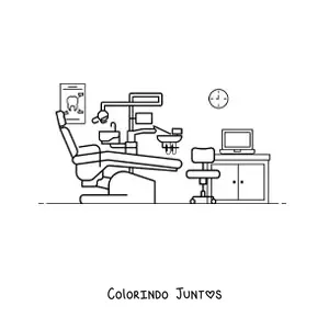 Desenho para colorir de um consultório odontológico