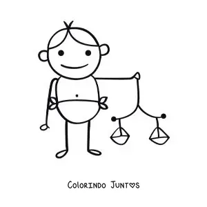 Desenho para colorir de caricatura infantil da mitologia do signo de Libra