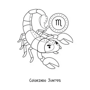 Desenho para colorir de escorpião animado infantil do signo de Escorpião