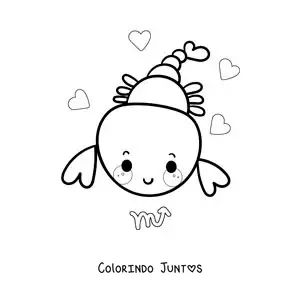 Desenho para colorir de escorpião kawaii animado de Escorpião com seu símbolo