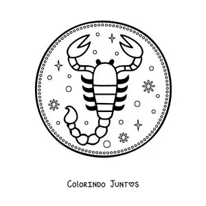 Desenho para colorir de símbolo de Escorpião com estrelas fácil