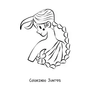 Desenho para colorir de uma garota animada do signo de Escorpião