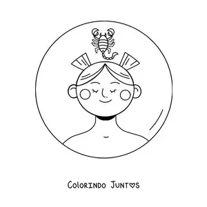 Desenho para colorir de mulher animada do signo do zodíaco Escorpião