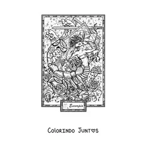 Desenho para colorir de carta do signo de Escorpião