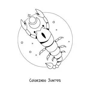 Desenho para colorir de escorpião animado do signo do zodíaco