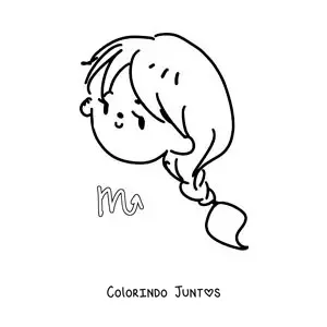 Desenho para colorir de uma menina kawaii de Escorpião com seu símbolo