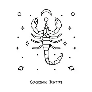 Desenho para colorir de símbolo de Escorpião com astros