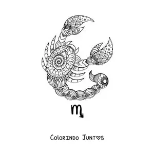 Desenho para colorir de mandala do signo de Escorpião