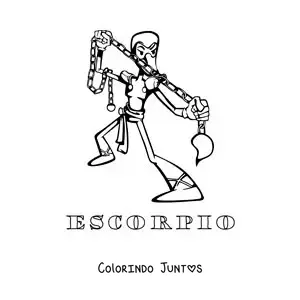 Desenho para colorir de desenho animado do signo de Escorpião com seu nome