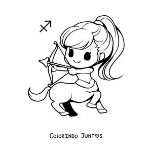 Desenho para colorir de centauro arqueiro kawaii do signo de Sagitário