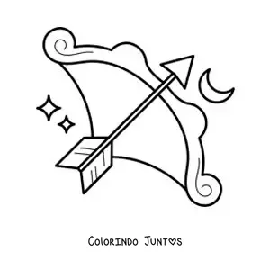 Desenho para colorir de arco do signo de Sagitário animado fácil
