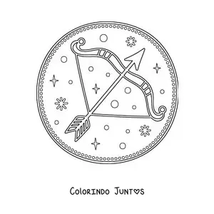 Desenho para colorir de arco de Sagitário com estrelas
