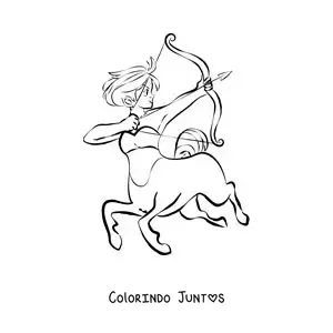 Desenho para colorir de centauro arqueiro do signo de Sagitário animado