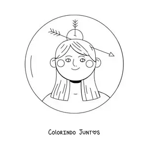Desenho para colorir de uma garota do signo de Sagitário animada