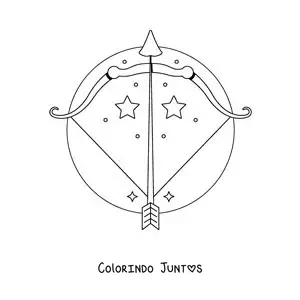 Desenho para colorir do signo do zodíaco Sagitário com estrelas