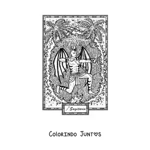 Desenho para colorir de carta de Sagitário