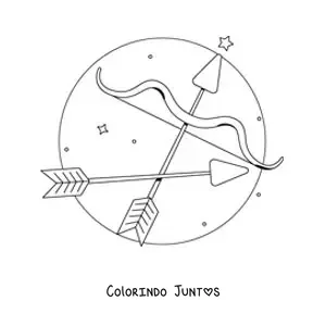 Desenho para colorir de arco e flecha de Sagitário