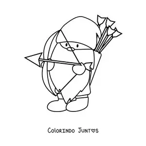 Desenho para colorir de gnomo animado infantil com o símbolo de Sagitário