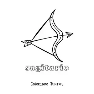 Desenho para colorir do arco do signo do zodíaco Sagitário com seu nome