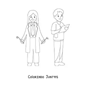 Desenho para colorir de dois dentistas