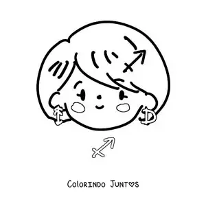Desenho para colorir de menina kawaii animada do signo de Sagitário