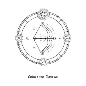 Desenho para colorir de símbolos do signo do zodíaco Sagitário