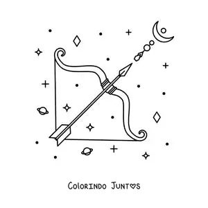 Desenho para colorir do símbolo de Sagitário com astros