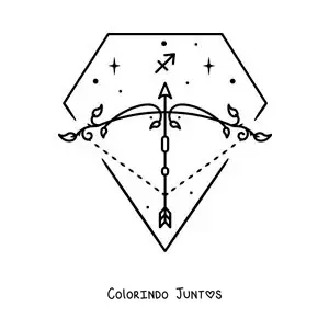 Desenho para colorir do símbolo de Sagitário fácil com estrelas
