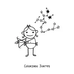 Desenho para colorir infantil de Sagitário com a sua constelação