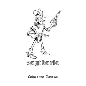 Desenho para colorir infantil de um caubói do signo de Sagitário com o seu nome