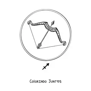 Desenho para colorir de arco de Sagitário e o seu símbolo