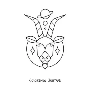 Desenho para colorir de símbolo de Capricórnio animado com astros