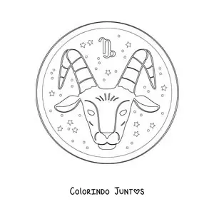 Desenho para colorir do signo do zodíaco Capricórnio e estrelas