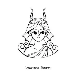Desenho para colorir de uma garota do signo do zodíaco Capricórnio animada