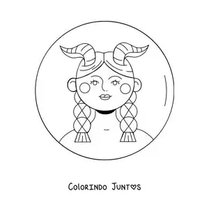 Desenho para colorir de mulher animada do signo de Capricórnio