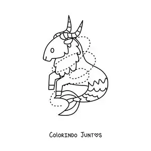 Desenho para colorir de personagem animado infantil da mitologia de Capricórnio
